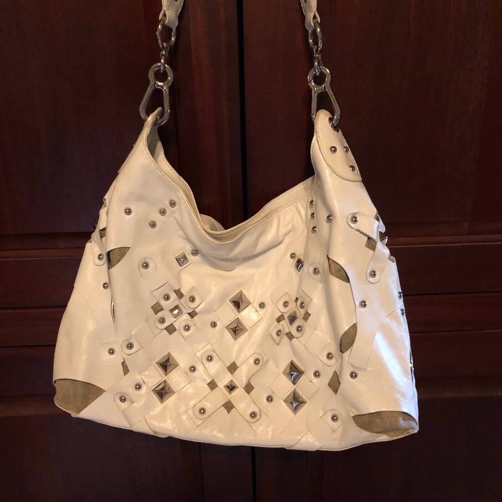 White leather purse